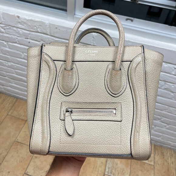 Celine Nano Luggage Tote handbag in Gray leather Broken Strap AS IS - Picture 1 of 16
